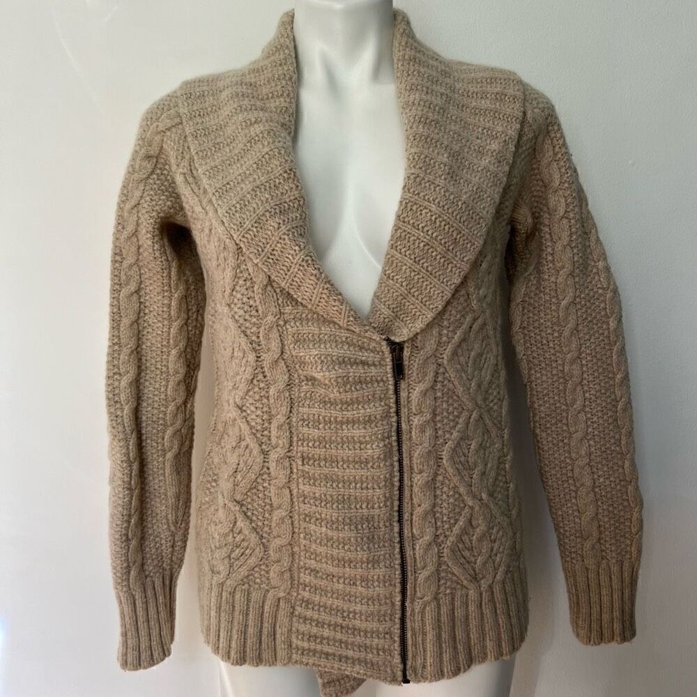 Eddie Bauer Chunky Knit Wool Asymmetrical zipper cardigan